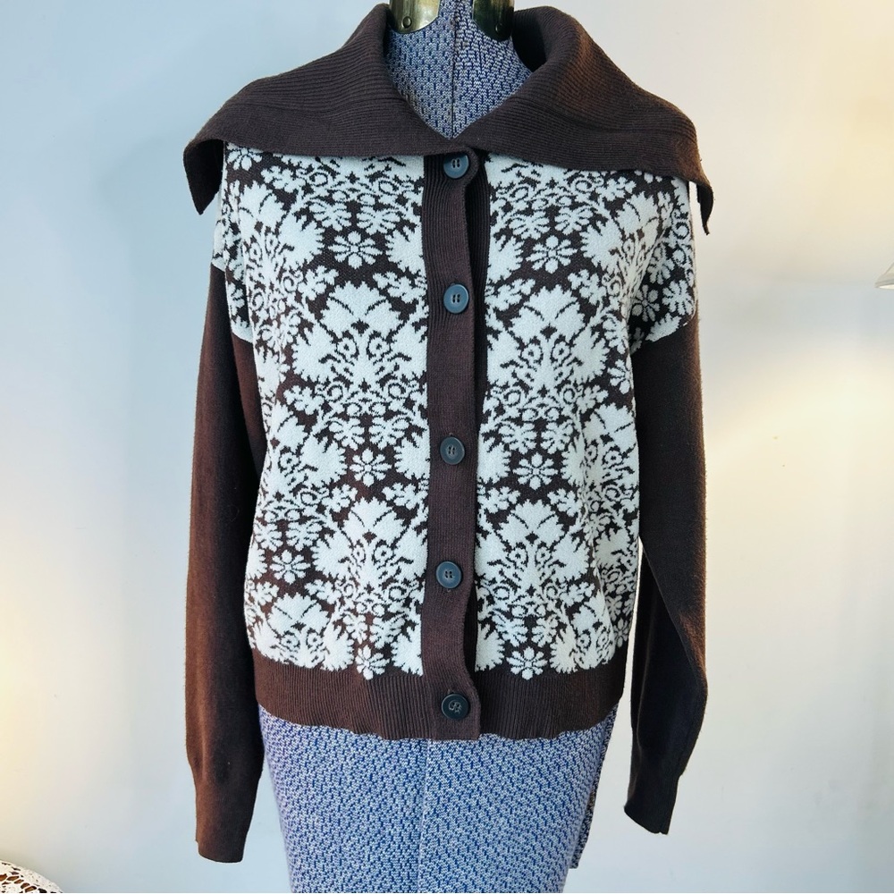 Nanette Lepore Brown and Cream Cardigan